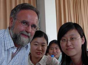 Rodney Mantle - Co-opted Member - with students